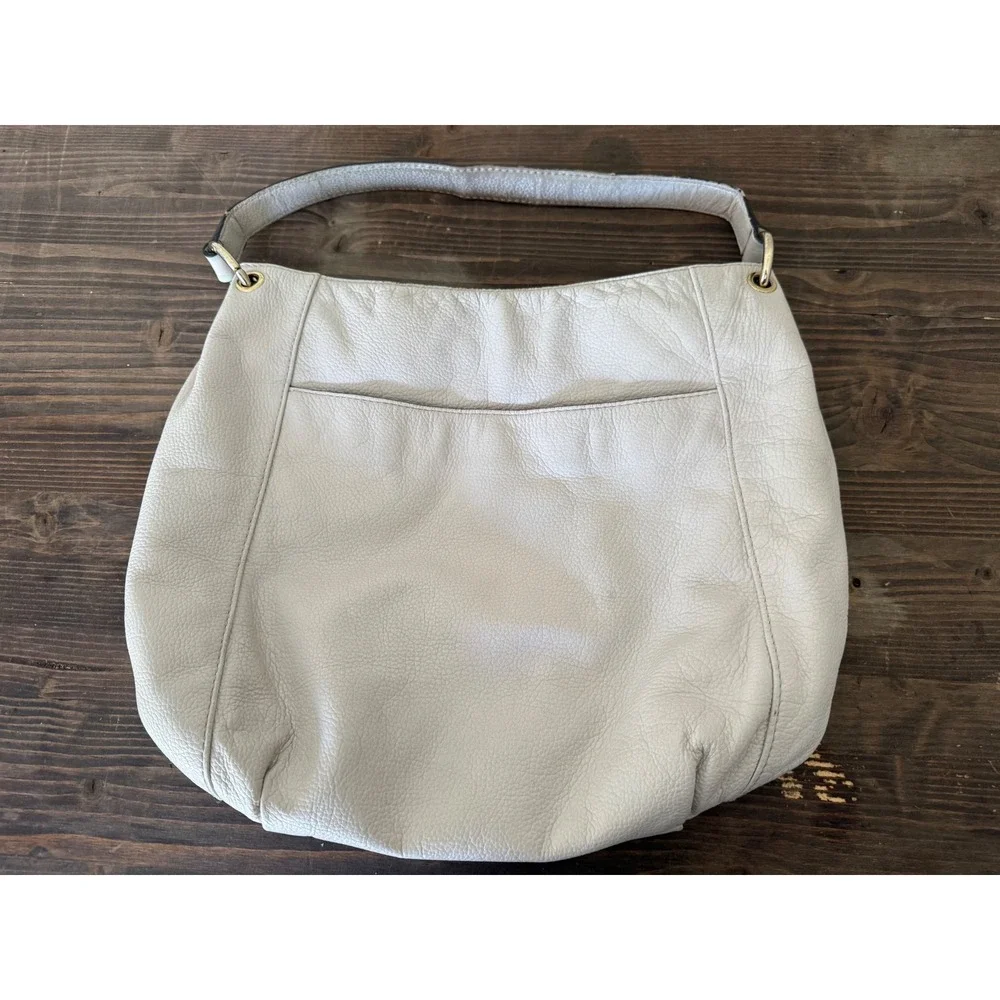 Michael Kors Beige Leather Hobo Bag Gold Hardware Designer Purse Shoulder‎ Bag